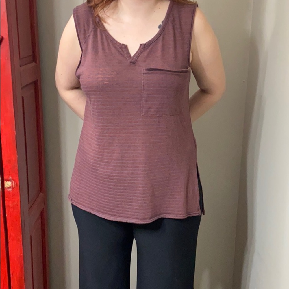 Free People L tunic red & blue tank